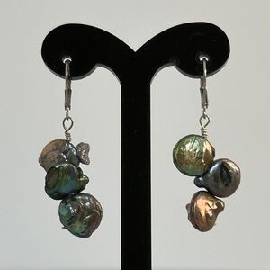 Hawaii Pearl 925 sterling silver Cluster Earrings